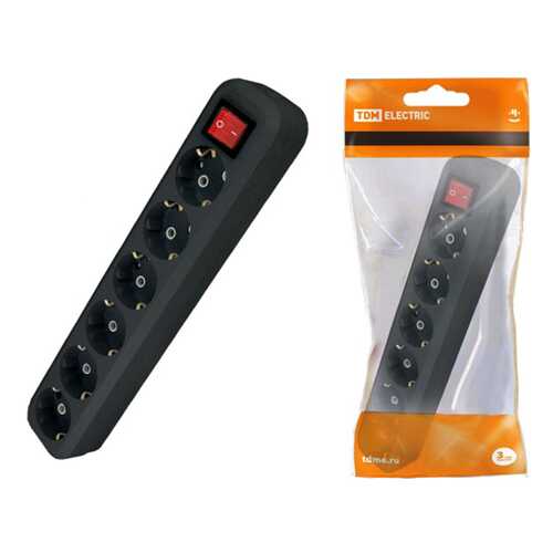 Сетевой фильтр TDM ELECTRIC СФ-06В, 6 розеток, 3 м, Black