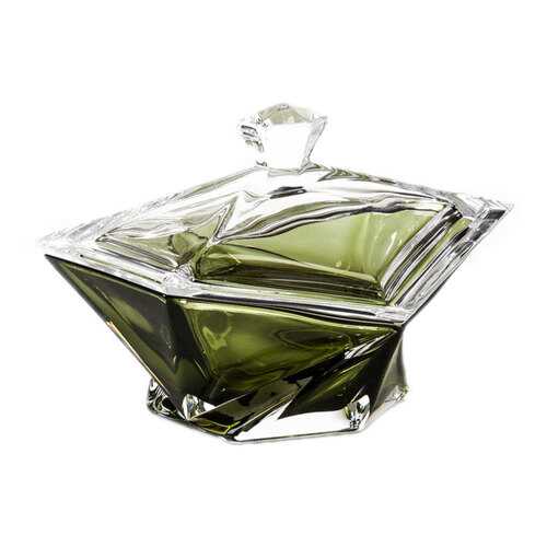 Конфетница с крышкой Crystalite Bohemia Оригами 16см, цвет хаки