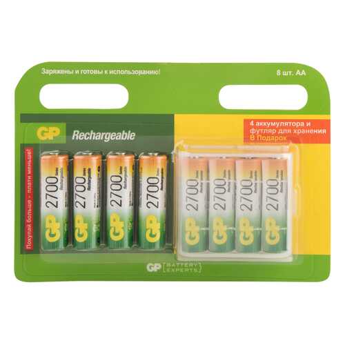 Аккумуляторная батарея GP Batteries 2700 series 270AAHC4/4-2CR8 8 шт