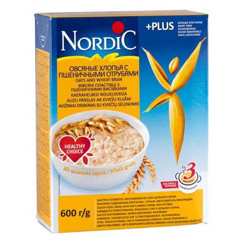 Хлопья овсяные Nordic с пшеничными отрубями 600 г