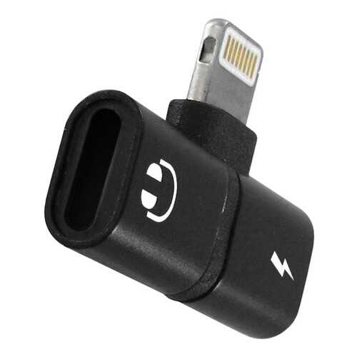 Переходник Krutoff Lightning - Lightning Charging+Lightning EarPods (black)