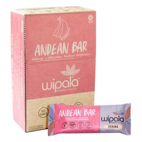 Злаково-фруктовые батончики Wipala Snacks банан-киноа 16 шт по 35 г