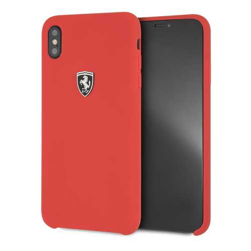 Чехол Ferrari Silicone Collection Silver Logo для Apple iPhone XS Max Red