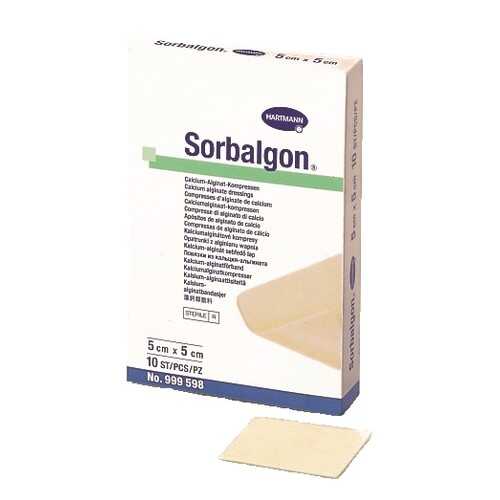 Повязка Sorbalgon из кальция-альгината для экссудирующих и кровоточащих ран 5х5 см 10 шт.