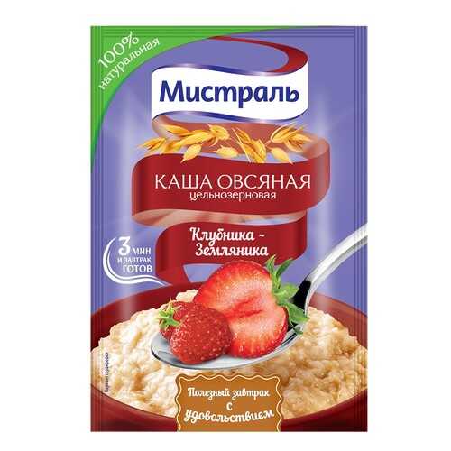 Овсяная каша Мистраль цельнозерновая клубника-земляника 40 г