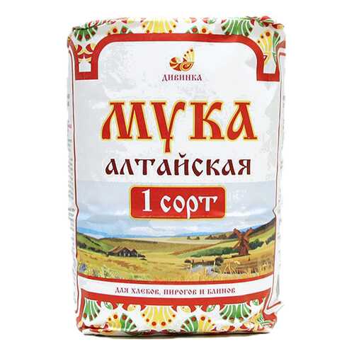 Мука Дивинка пшеничная хлебопекарная Алтайская 1 сорт 2 кг