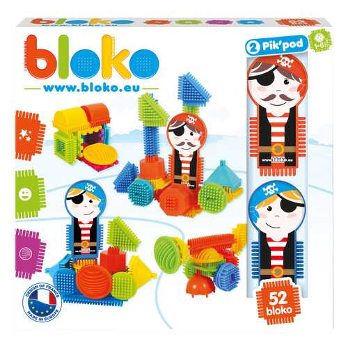 Игольчатый конструктор Bloko. 50 деталей + 2 человечка (пираты)