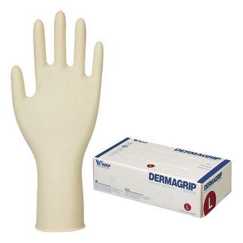 Перчатки латексные смотровые Dermagrip Extra D1403-04, 25 пар (50 шт.) L