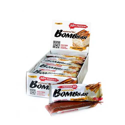 Батончик Bombbar Natural Bar 20 60 г, 20 шт., соленая карамель