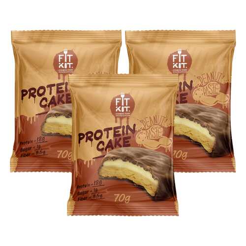 Печенье Fit Kit Protein Cake 3 70 г, 3 шт., арахисовая паста