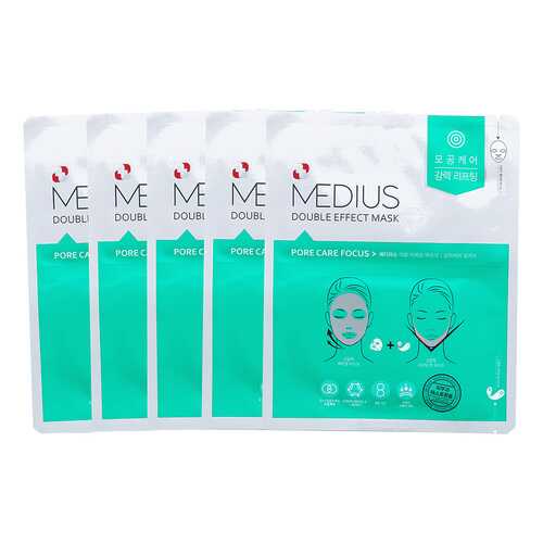 Маска MEDIUS Double Effect Mask Pore care Focus Сужение пор и Лифтинг V зоны, 5 шт