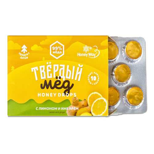 Карамель Твердый мед медовая с лимоном и имбирем 30 г