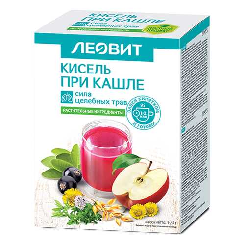 ЛЕОВИТ. Кисель При кашле. 5 пакетов по 20 г. Упаковка 100 г