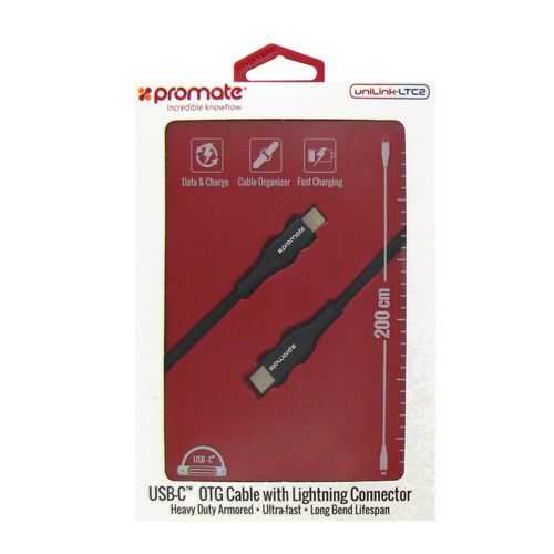 Кабель Promate USB Type-C to Lightning Promate uniLink-LTC2 (2m) black