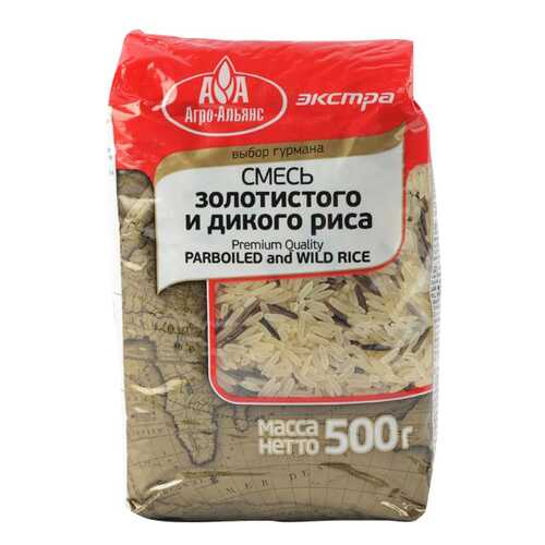 Риc Агро-альянс экстра смесь золотистого и дикого риса 500 г