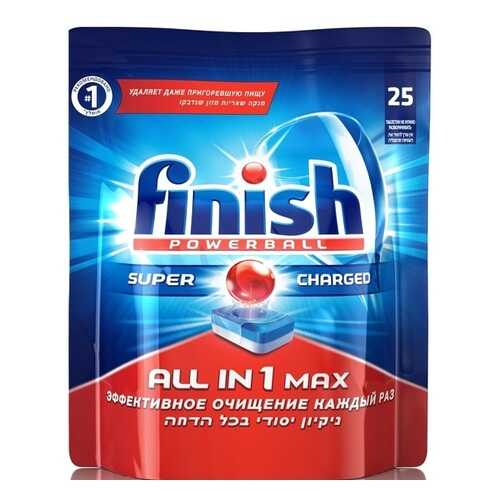 Таблетки для мытья посуды Finish в посудомоечных машинах all in1 max super charged 25 штук