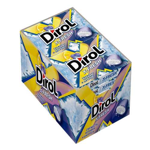 Жевательная резинка Dirol X-Fresh свежесть черники и цитруса без сахара 12 пачек по 16 г
