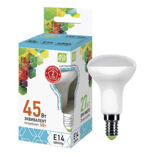 Эл,лампа ASD LED-R50-5W Е14 4000 450Лм