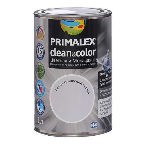 Краска для внутренних работ Primalex Clean&Color 1л Геометр Серый, 420204