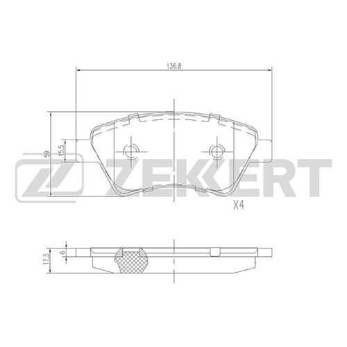Комплект тормозных колодок, дисковый тормоз ZEKKERT BS-2826
