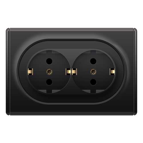 Розетка OneKeyElectro Florence с заземлением, двойная, чёрная