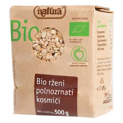 Хлопья ржаные Natura цельнозерновые органические 500 г