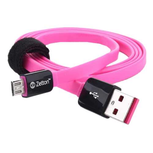 Кабель Zetton microUSB 1м Pink/Black (ZTLSUSBFCMCBP)