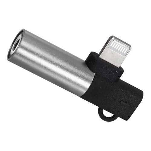 Адаптер 2 в 1 Lightning / выход mini jack 3.5 мм для наушников + Lightning silver