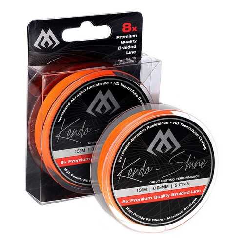 Шнур плетеный Mikado Kendo Shine 8-x HDPE 0,1 мм, 150 м, 8,23 кг orange