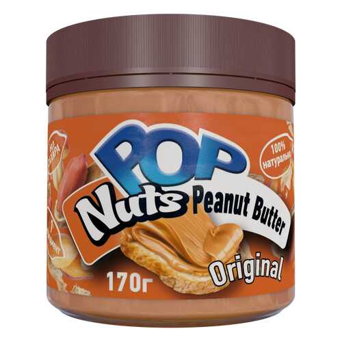 Арахисовая паста POP Nuts Peanut Butter Original, Натуральная, 170г