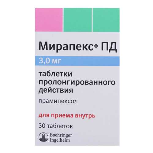 Мирапекс ПД таблетки 3 мг 30 шт.