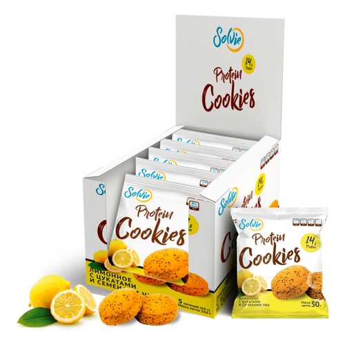 Печенье Solvie Protein Cookies 10 50 г, 10 шт., лимонное с цукатами