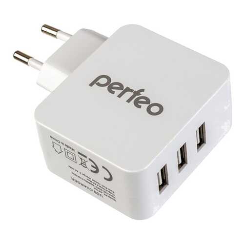 Сетевое зарядное устройство Perfeo с разъемом 3xUSB, 4.8А, белый, CUBE 3 (PF_A4134)