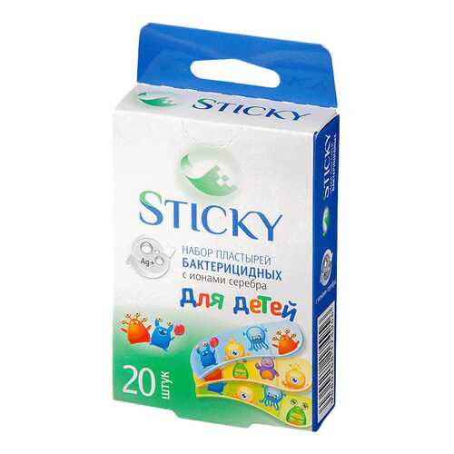 Пластырь бактерицидный Sticky с ионами серебра набор для детей 20 шт.