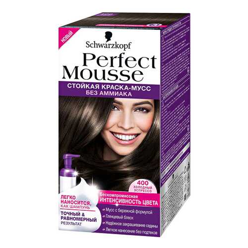 Краска для волос Schwarzkopf Perfect Mousse 400 Холодный эспрессо