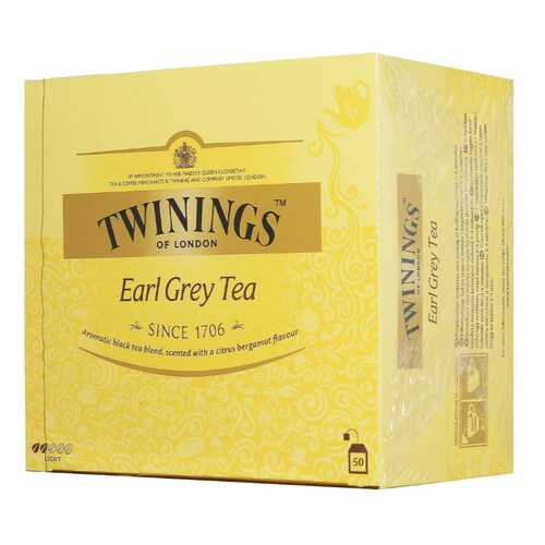 Чай черный Twinings эрл грэй байховый с ароматом бергамота пакетированный 50 пакетиков
