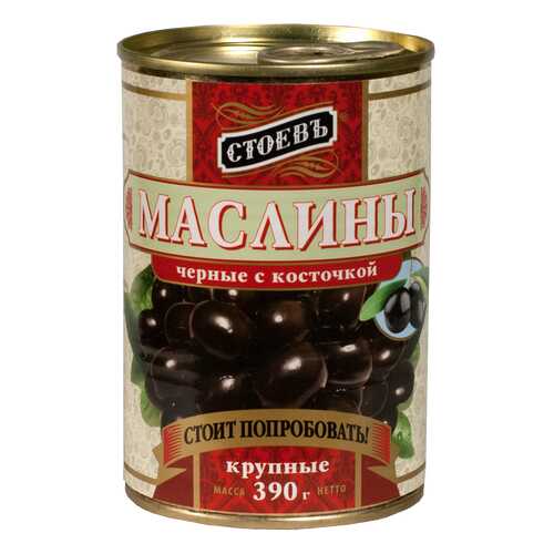 Маслины Стоевъ с косточкой крупные 390 г