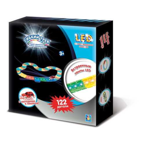 Автотрек 1 TOY Гибкий трек с LED-лампами, 122 детали
