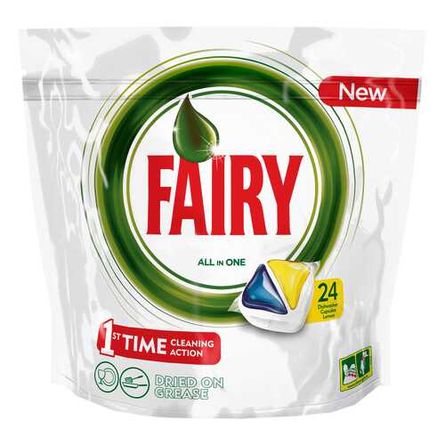 Таблетки для посудомоечной машины Fairy all in one лимон 24 штуки