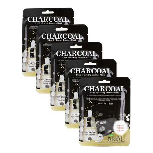 Набор увлажняющих масок Ekel с Древесным углём Ultra Hydrating Mask Charcoal (5 шт)