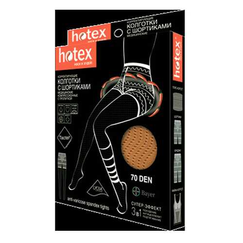 Колготки компрессионные Hotex с шортиками 70 den one size бежевый