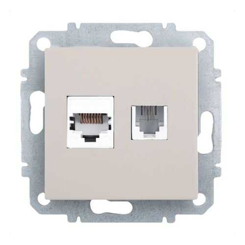 Розетка Еthernet RJ-45 и телефонная RJ-11 Zakru BIEN (Бежевый)