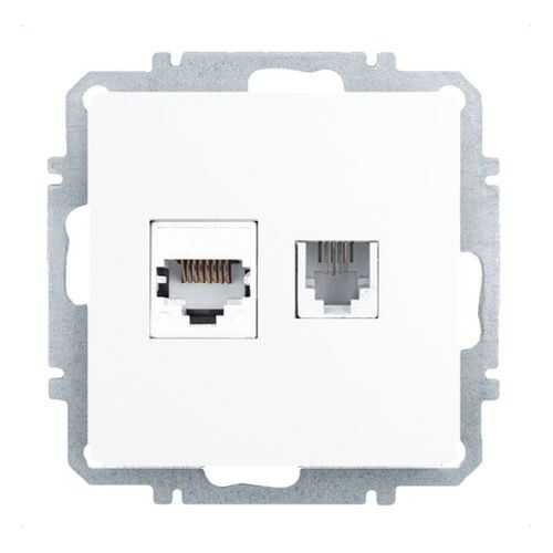 Розетка Еthernet RJ-45 и телефонная RJ-11 Zakru CLASICO (Белый)