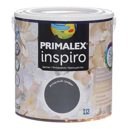 Краска для внутренних работ Primalex Inspiro 2,5л Атл. Графит, 420177