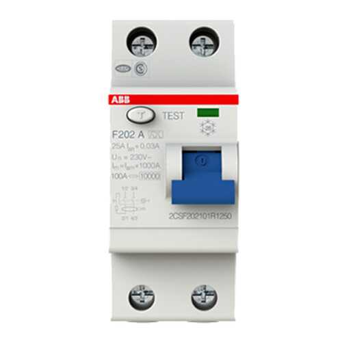 Выключатель дифференциального тока (УЗО) ABB F202, 2п, 25 А, 30 мА, тип A