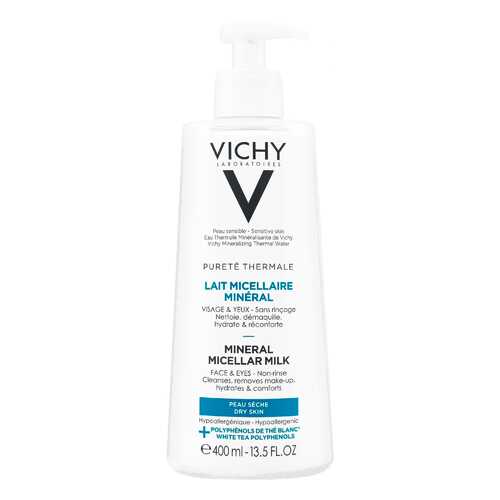 Минеральное мицеллярное молочко Vichy Purete Thermal для сухой и нормальной кожи, 400 мл