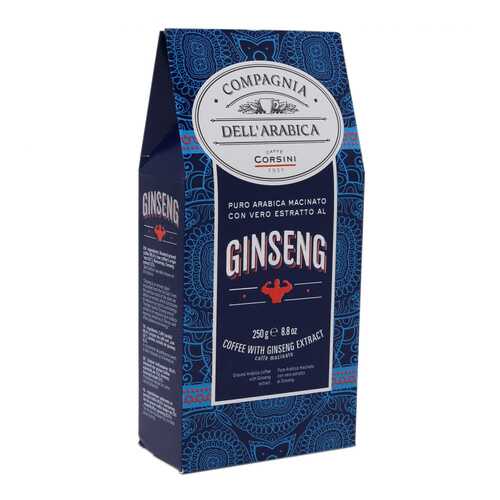 Кофе молотый Dell'Arabica Puro Arabica Con Estrarro Al Ginseng