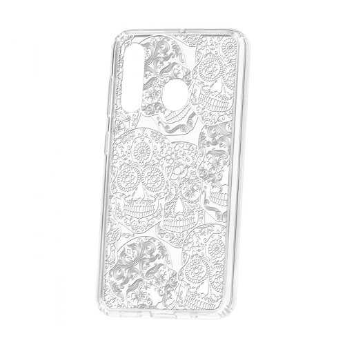 Чехол Kruche Samsung Galaxy A60 2019 Print Skull White