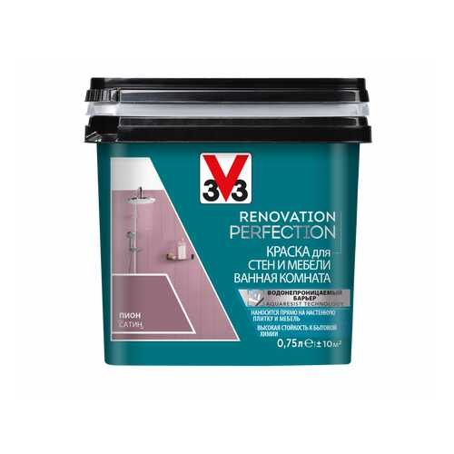 Краска V33 для стен и мебели в ванной комнате Renovation Perfection Цвет пион