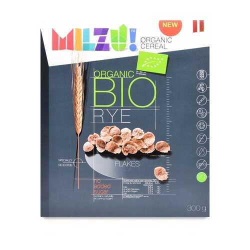 Готовый завтрак MILZU! Био ржаные хлопья без сахара Milzu! Sia 300г картон Латвия